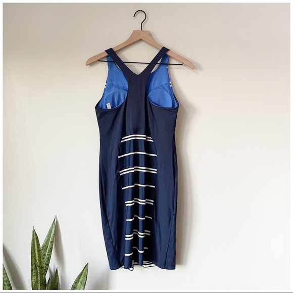 Athleta Caspian Blue Color Block Striped Racerback Swim Dress - Picture 6 of 8